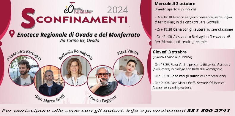 Sconfinamenti 2024: il programma della rassegna letteraria del 2 e 3 ottobre ad Ovada